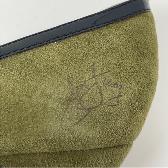 John Fluevog Miracles Cana Olive Green Suede Pumps Black Patent Details Size 9 - Picture 8 of 10
